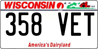 WI license plate 358VET