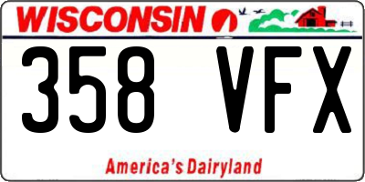 WI license plate 358VFX