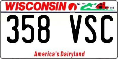 WI license plate 358VSC