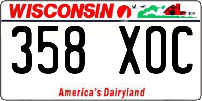 WI license plate 358XOC