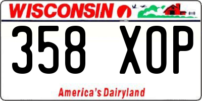WI license plate 358XOP