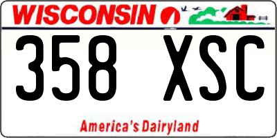 WI license plate 358XSC