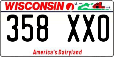 WI license plate 358XXO