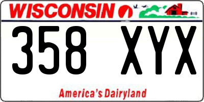 WI license plate 358XYX