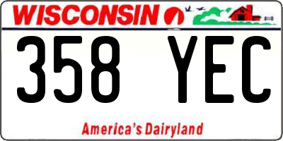 WI license plate 358YEC