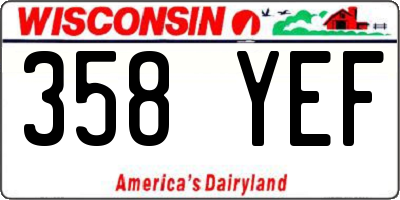 WI license plate 358YEF