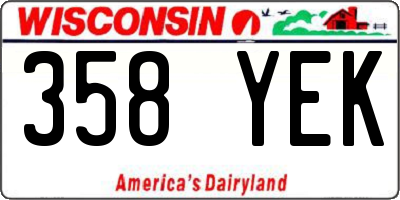 WI license plate 358YEK