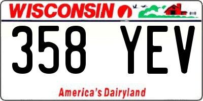 WI license plate 358YEV