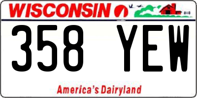 WI license plate 358YEW