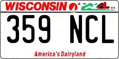 WI license plate 359NCL