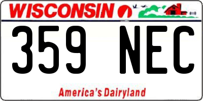 WI license plate 359NEC