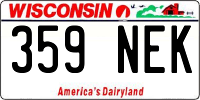 WI license plate 359NEK