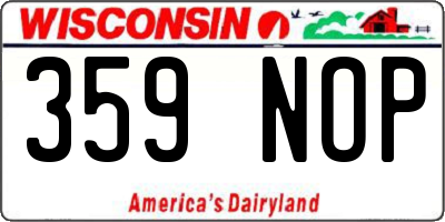 WI license plate 359NOP