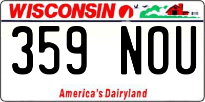 WI license plate 359NOU