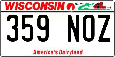WI license plate 359NOZ