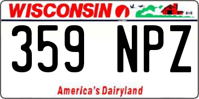 WI license plate 359NPZ