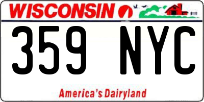 WI license plate 359NYC