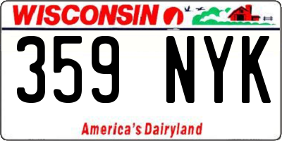 WI license plate 359NYK
