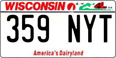 WI license plate 359NYT