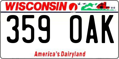 WI license plate 359OAK