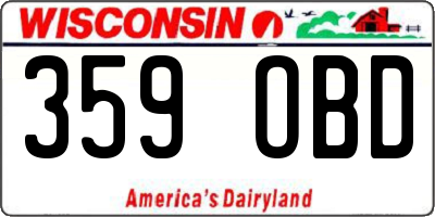 WI license plate 359OBD