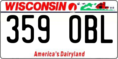 WI license plate 359OBL