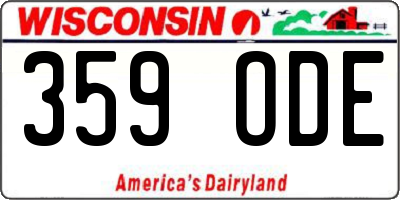 WI license plate 359ODE