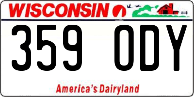 WI license plate 359ODY