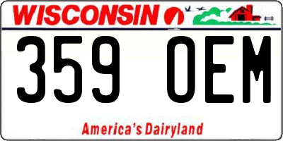 WI license plate 359OEM