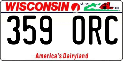 WI license plate 359ORC