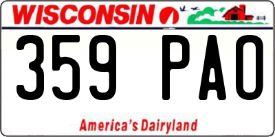 WI license plate 359PAO