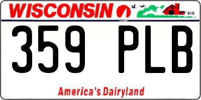 WI license plate 359PLB