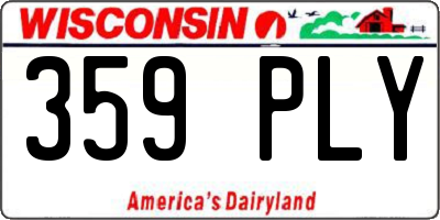 WI license plate 359PLY