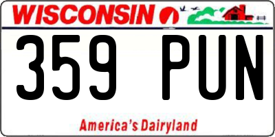 WI license plate 359PUN
