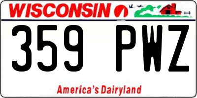 WI license plate 359PWZ