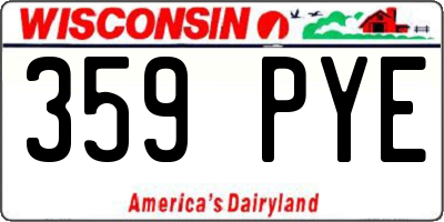 WI license plate 359PYE