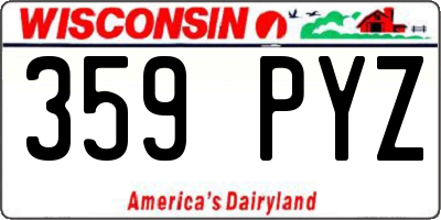 WI license plate 359PYZ