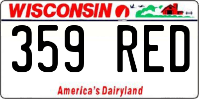 WI license plate 359RED