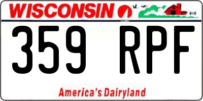 WI license plate 359RPF