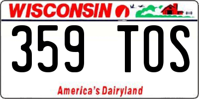 WI license plate 359TOS