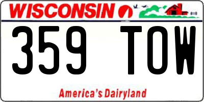 WI license plate 359TOW