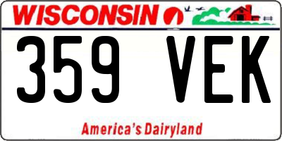 WI license plate 359VEK