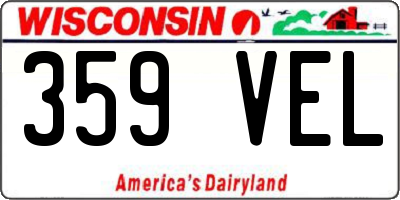 WI license plate 359VEL