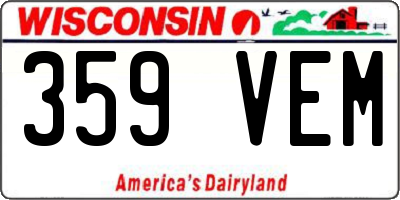 WI license plate 359VEM