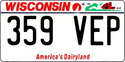 WI license plate 359VEP