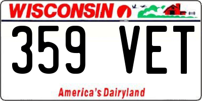 WI license plate 359VET