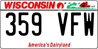 WI license plate 359VFW