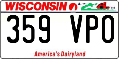 WI license plate 359VPO