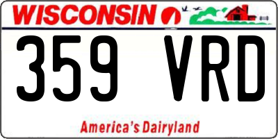 WI license plate 359VRD