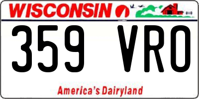 WI license plate 359VRO